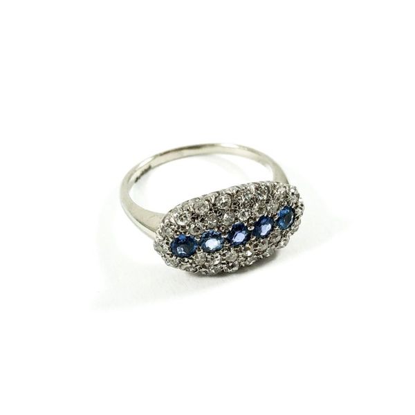 .60ctw Old European Cut Diamond and Sapphire Ring Image 2 Lumina Gem Wilmington, NC