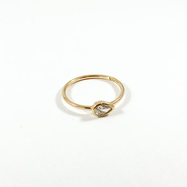 .23ct I Color I Clarity Pear Diamond Bezel Ring - Yellow Gold - Handmade at Lumina Gem Image 2 Lumina Gem Wilmington, NC