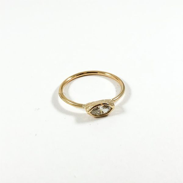 .33ct G-H Color I Clarity Marquise Diamond Bezel Ring - Yellow Gold - Handmade at Lumina Gem Image 2 Lumina Gem Wilmington, NC