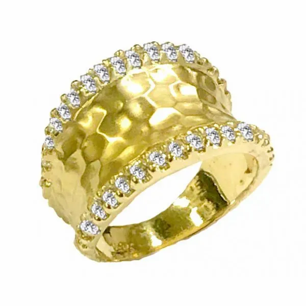 Raymond Mazza .64ctw Diamond and Hammered 14k Green Gold Ring Lumina Gem Wilmington, NC