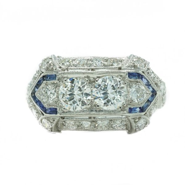 Diamond and Sapphire Art Deco Ring Lumina Gem Wilmington, NC