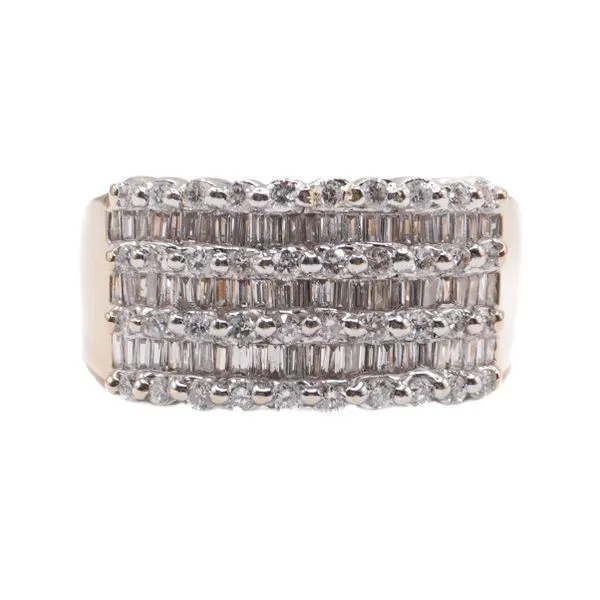 Round and Baguette Diamond Band in 14k Two Tone Gold Lumina Gem Wilmington, NC