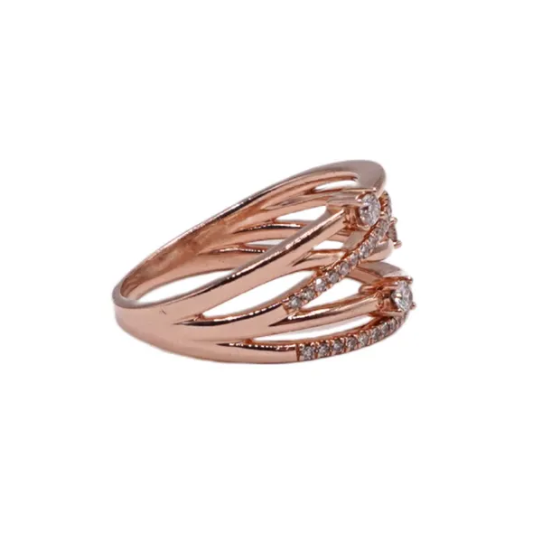 Diamond and 10k Rose Gold Multirow Ring Image 2 Lumina Gem Wilmington, NC