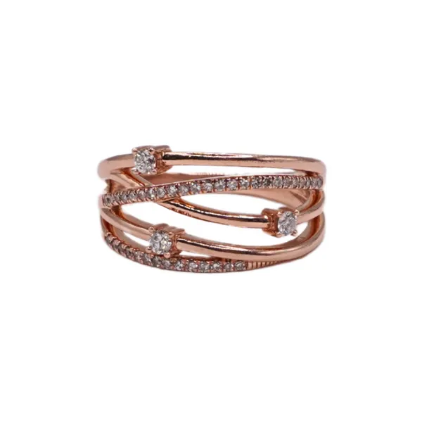 Diamond and 10k Rose Gold Multirow Ring Lumina Gem Wilmington, NC