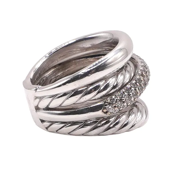 David Yurman .70ctw Diamond and Sterling Silver 5 Row Crossover Ring Image 2 Lumina Gem Wilmington, NC