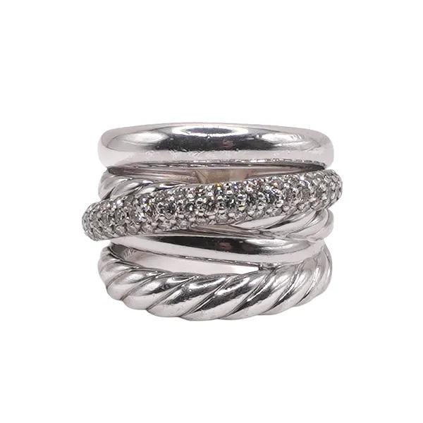 David Yurman .70ctw Diamond and Sterling Silver 5 Row Crossover Ring Lumina Gem Wilmington, NC