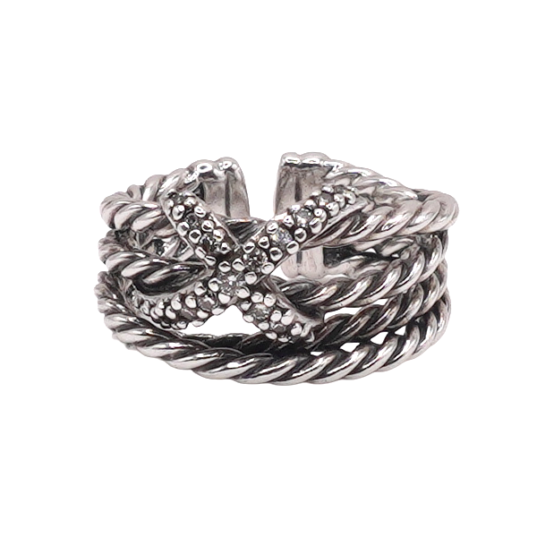 David Yurman Diamond X Crossover Ring- Sterling Silver Lumina Gem Wilmington, NC