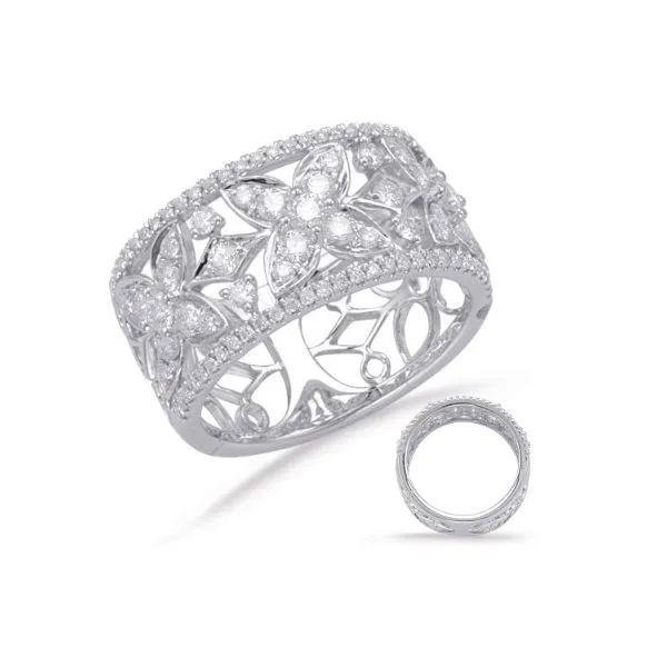 S. Kashi 1.03ctw Diamond Flower Design Wide Band- 14k White Gold Lumina Gem Hampstead, NC