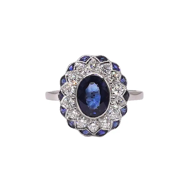 2.07ctw Sapphire and .60ctw Diamond Ring- 18k White Gold Lumina Gem Wilmington, NC