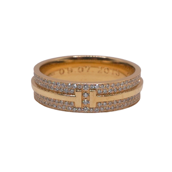 Tiffany & Co. T Wide Pave Diamond Ring- 14k Yellow Gold Lumina Gem Wilmington, NC