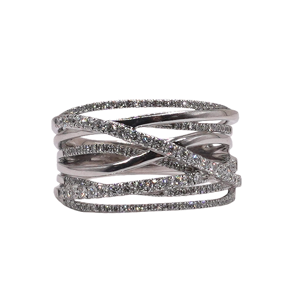 Diamond Crossover Band- 14k White Gold Lumina Gem Wilmington, NC