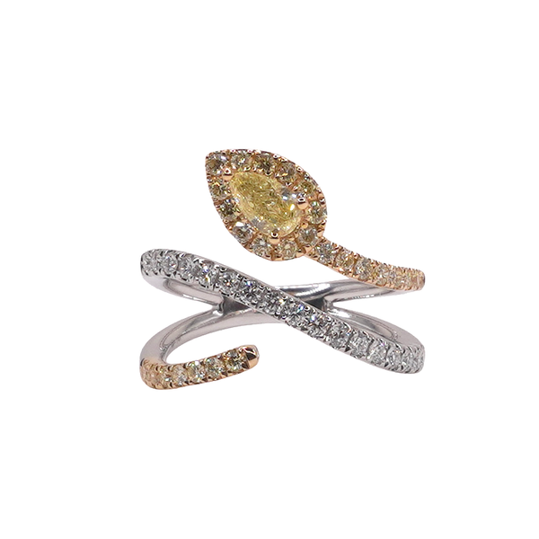 Yellow Diamond and Diamond Ring- 14k Two Tone Gold Lumina Gem Wilmington, NC