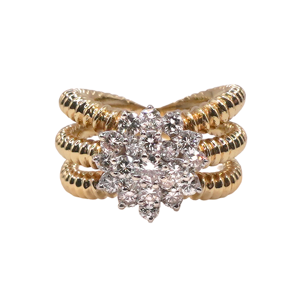 1ctw Cluster Diamond Ring- 18k Two Tone Gold Lumina Gem Wilmington, NC