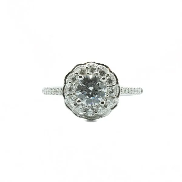 .44ctw Diamond and White Gold Floral Semi Mount - .75ct Round Center Lumina Gem Wilmington, NC