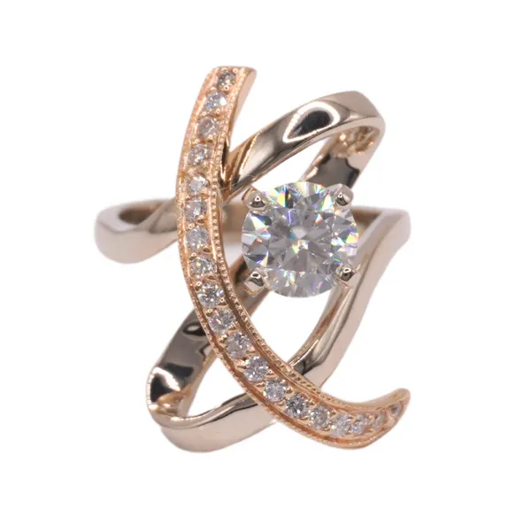 Frank Reubel .28ctw Diamond and 14k Two Tone Gold Setting - 1ct Moissanite Center Lumina Gem Hampstead, NC