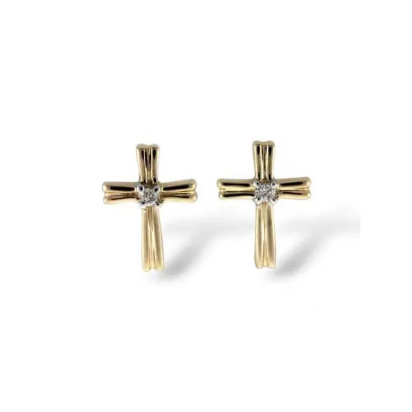 Allison Kaufman .03ctw Diamond and Yellow Gold Cross Earrings Lumina Gem Wilmington, NC