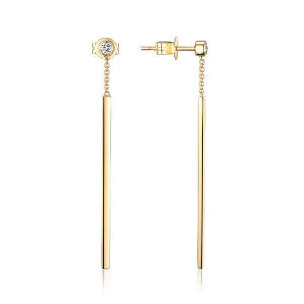 Luvente Diamond and Yellow Gold Dangle Bar Earrings Lumina Gem Wilmington, NC