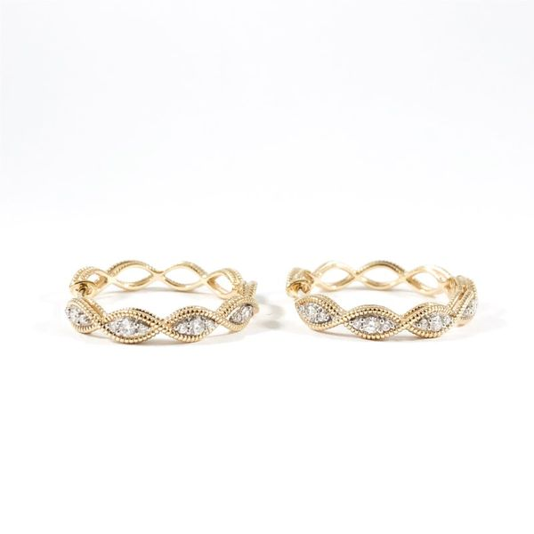 Diamond and Yellow Gold Twisted Hoops Image 2 Lumina Gem Wilmington, NC