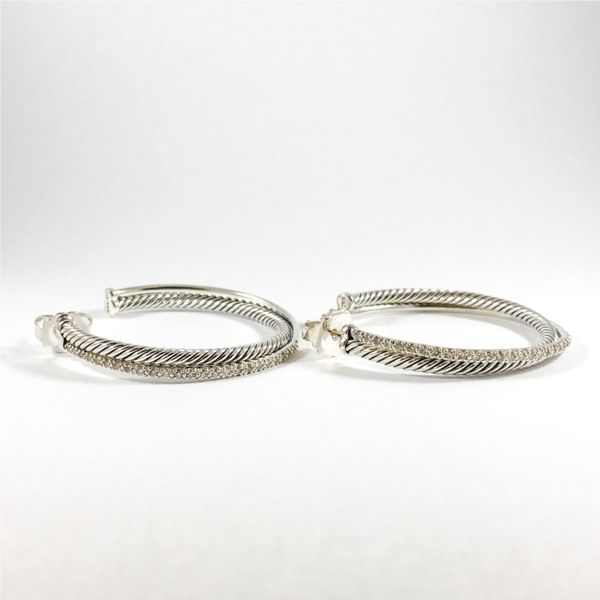 David Yurman 43mm Diamond Crossover Hoops Image 2 Lumina Gem Wilmington, NC