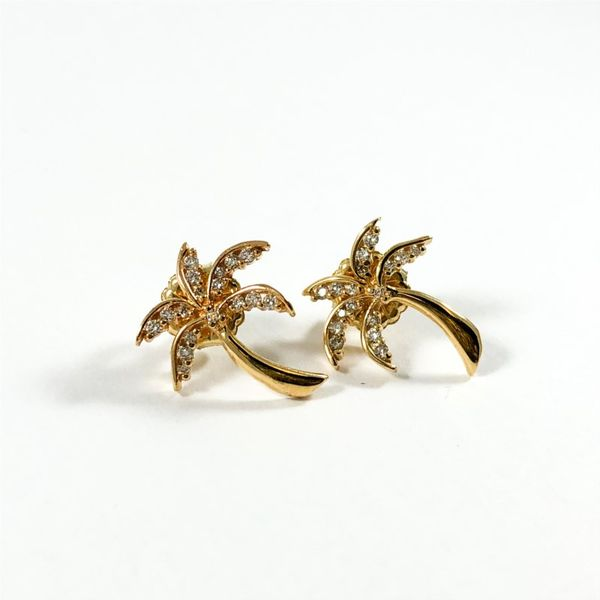 Diamond and Yellow Gold Palm Tree Studs Lumina Gem Wilmington, NC