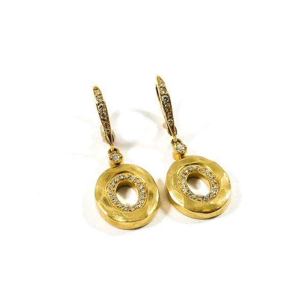 Diamond and 18k Yellow Gold Dangle Earrings Image 2 Lumina Gem Wilmington, NC