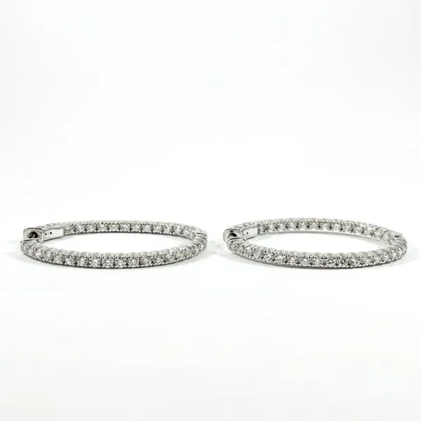 2ctw Diamond Inside Out Oval Hoops - White Hold - 1.5