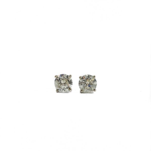 1.48ctw Round Diamond Stud Earrings - Whtie Gold - I Color I1 Clarity Lumina Gem Wilmington, NC