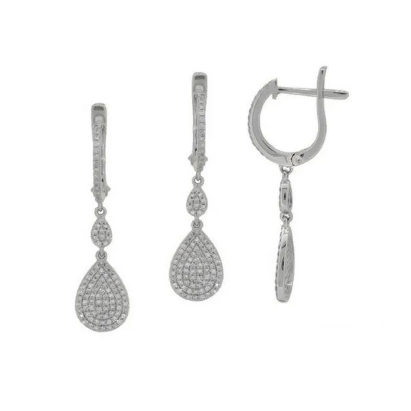 Luvente .58ctw Pave Diamond Pear Shaped Dangle Earrings - White Gold Lumina Gem Wilmington, NC