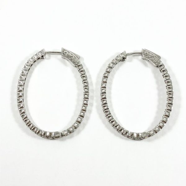 2ctw Diamond Inside Out Oval Hoops - White Hold - 1.5
