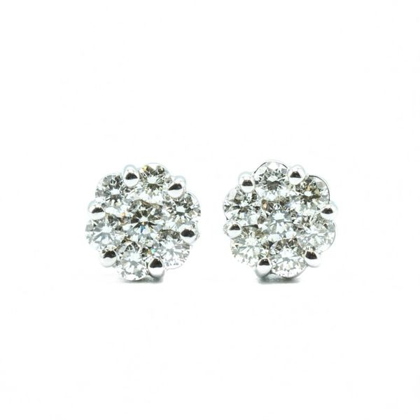 1ctw Diamond Cluster Earrings - White Gold Lumina Gem Wilmington, NC