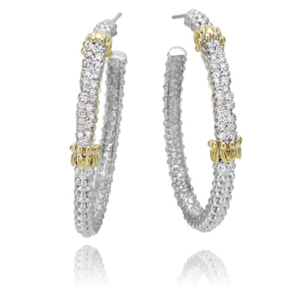 Alwand Vahan .47ctw Diamond Hoops in Sterling Silver and Yellow Gold Lumina Gem Wilmington, NC