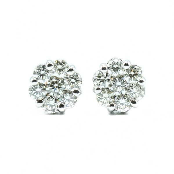1.50ctw Diamond Cluster Earrings - White Gold Lumina Gem Wilmington, NC