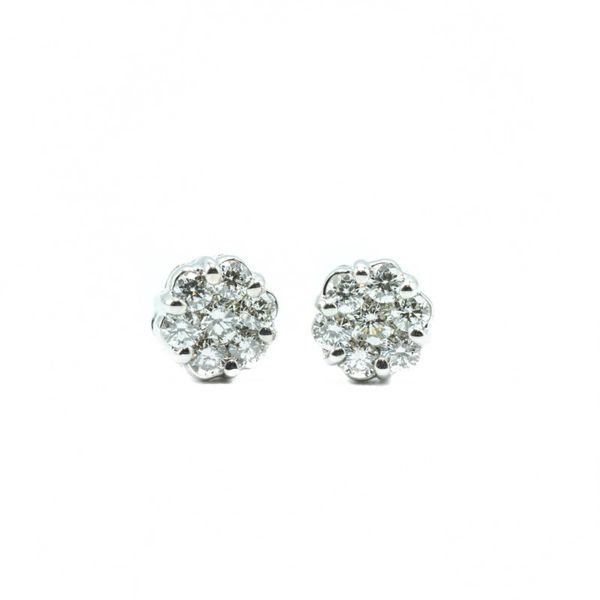 .50ctw Diamond Cluster Earrings - White Gold Lumina Gem Wilmington, NC