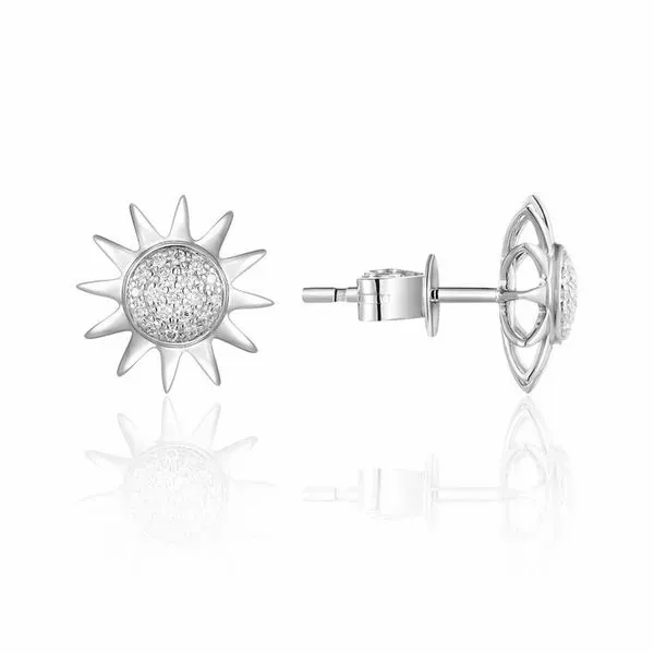 Luvente .14ctw Diamond Starburst Studs- 14k White Gold Lumina Gem Wilmington, NC