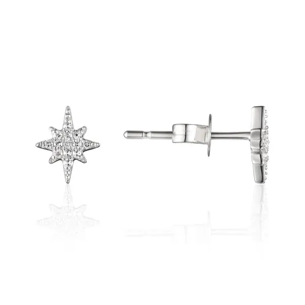 Luvente .06ctw Diamond Star Studs in 14k White Gold Lumina Gem Wilmington, NC