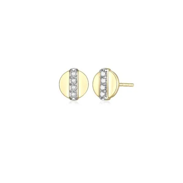 Charles Garnier Diamond Disk Studs- 14k Yellow Gold Lumina Gem Wilmington, NC