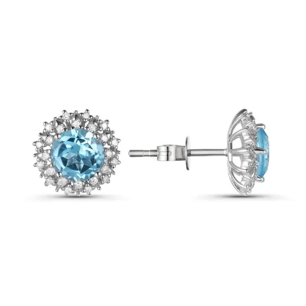 Luvente Blue Topaz and Diamond Studs- 14k White Gold Lumina Gem Hampstead, NC