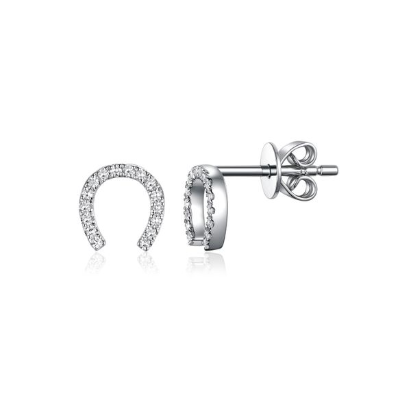 Luvente Diamond Horseshoe Studs- 14k White Gold Lumina Gem Wilmington, NC