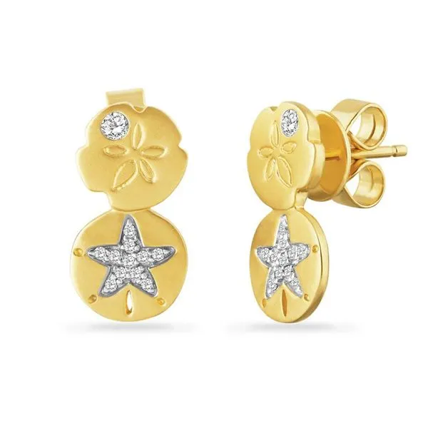 Shula Diamond Double Sand Dollar Studs- 14k Yellow Gold Lumina Gem Hampstead, NC