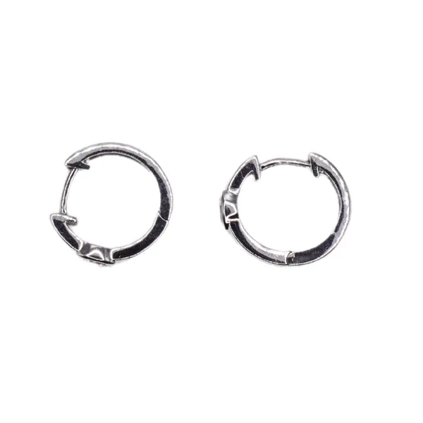 14k White Gold Diamond Huggie Hoops Image 2 Lumina Gem Hampstead, NC
