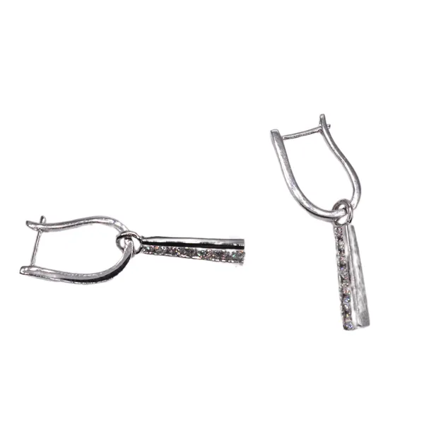 Diamond and White Gold Dangle Earrings Image 2 Lumina Gem Hampstead, NC