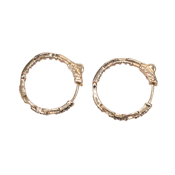 .65ctw Diamond Link Design Hoops- 14k Yellow Gold Image 2 Lumina Gem Hampstead, NC