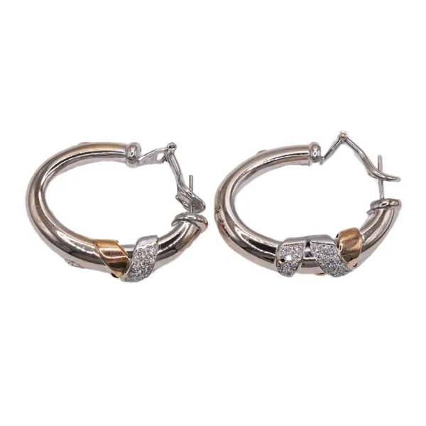 Novelle Brague Diamond and 18k Two Tone Gold Hoop Earrings Image 2 Lumina Gem Hampstead, NC