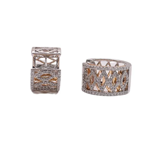 14k Two Tone Diamond Hoops Image 2 Lumina Gem Hampstead, NC