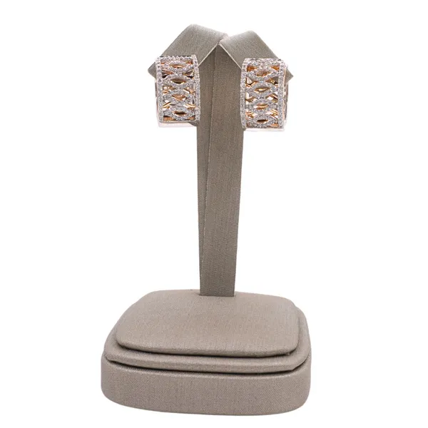 14k Two Tone Diamond Hoops Lumina Gem Hampstead, NC