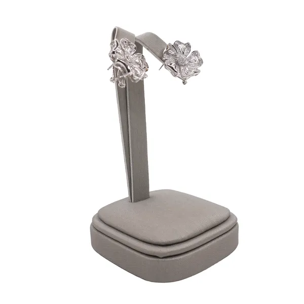1ctw Diamond Omega Back Earrings- 18k White Gold Image 2 Lumina Gem Hampstead, NC