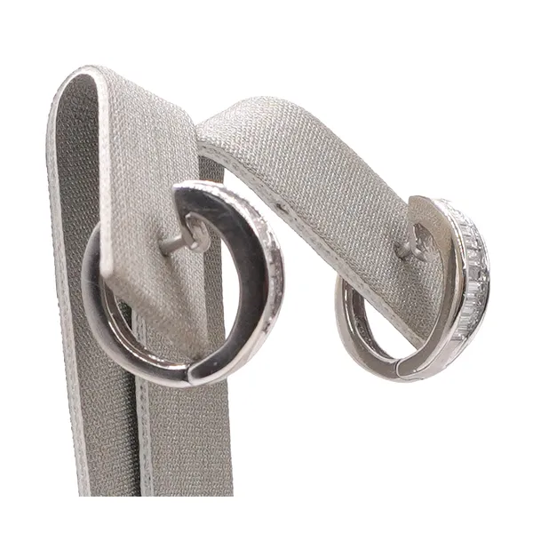 .50ctw Baguette Diamond Hoop Earrings- 14k White Gold Image 2 Lumina Gem Hampstead, NC