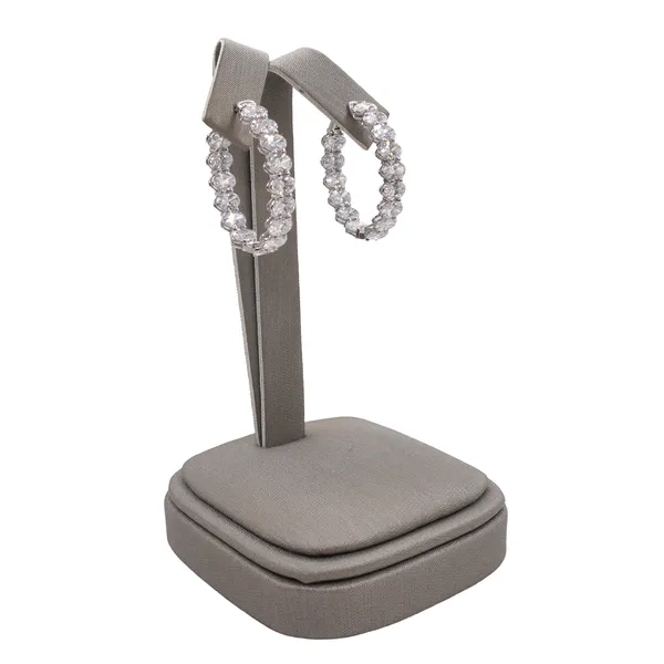 7.40ctw Oval Lab Grown Diamond Inside Out Hoops- 14k White Gold Image 2 Lumina Gem Hampstead, NC