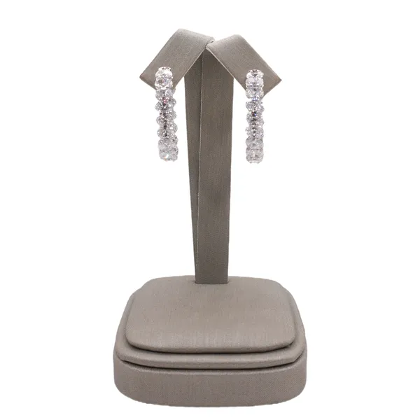 7.40ctw Oval Lab Grown Diamond Inside Out Hoops- 14k White Gold Lumina Gem Hampstead, NC