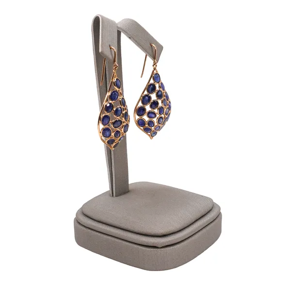 14.82 Sapphire Dangle Earrings- 18k Yellow Gold Image 2 Lumina Gem Hampstead, NC